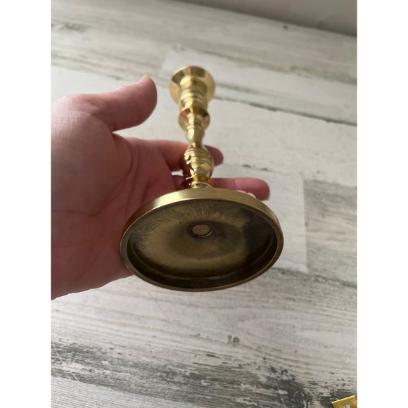 Heavy cast brass look taper candlestick - Picture 2 of 5